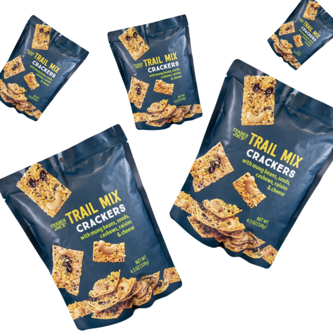Trader Joe's 트레이더조 녹두 빈 씨드 캐슈 건포도 & 치즈 트레일 믹스 크래커 128g 5팩, 5개