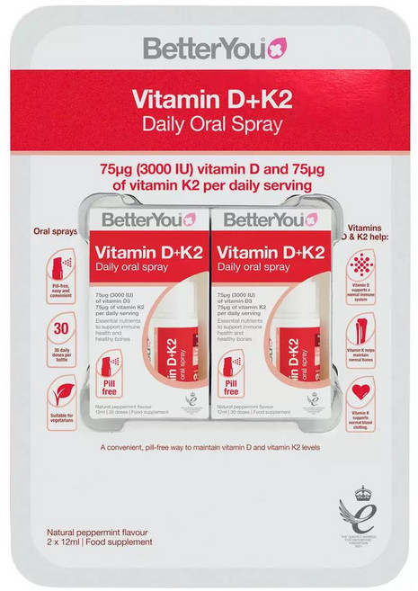 영국 베러유 BetterYou Vitamin D + K2 Oral Spray 비타민D + 비타민K2 구강 스프레이 2개입