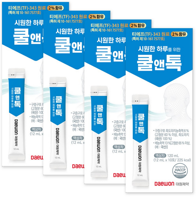 대원 제약 쿨앤톡 시원한 하루를 위한 흑도라지 콜 구증구포 배농축액 생강 특허원료 목편한 목건강, 4개, 120ml