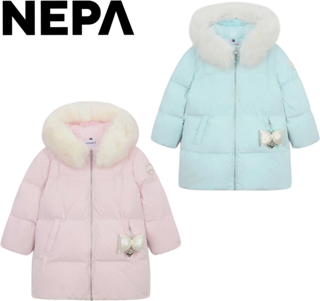 [백화점출고] 네파 키즈 구스충전 뛰어난보온성 미드기장패딩 겨울데일리룩 등하교 외출 여행 캠핑 선물용추천