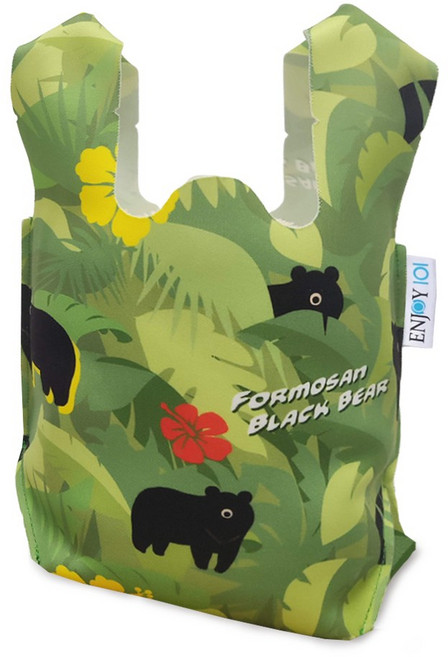 ENJOY101 夜市袋 台灣製 矽膠食物袋 環保食物袋 可防漏 微波 冷凍 電鍋加熱 滾水消毒, 1個, 台灣黑熊(叢林款)