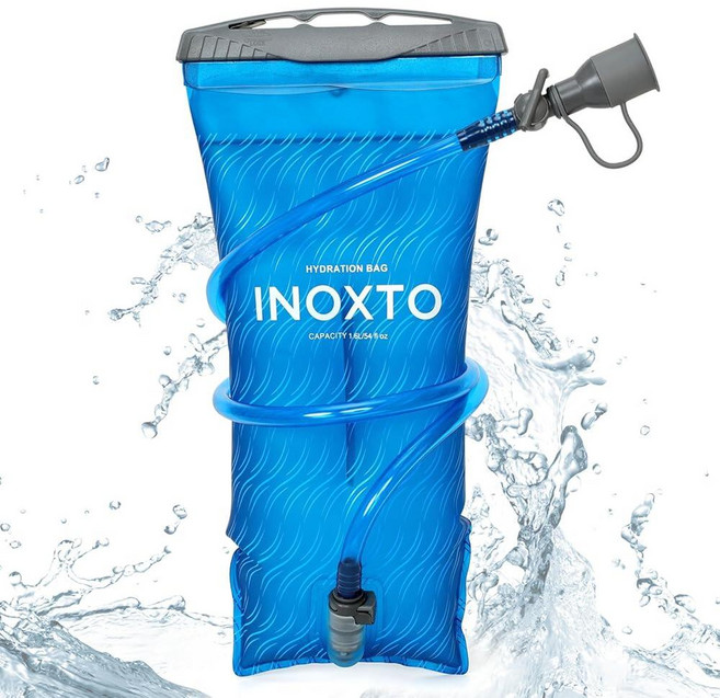 INOXTO 1.5L/2L 하이드레이션 블래더 물통 호스 절연체 및 하이킹 백팩용 하이 플로우 바이트 밸브가 있는 워터 블래더 캠핑 사이클링 러닝용 누출 방지 1.5/2L, 1개