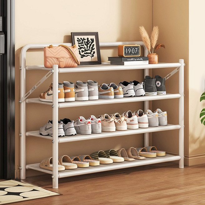 SeekFun 접이식 신발장 설치 면제 다단계 가정용 간이 현관 철제 신발 수납, 4단, 화이트70