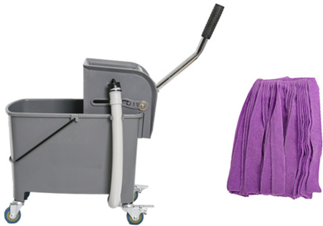 크린메이트 마포 탈수기 그레이 소형 + 극세사 마포걸레 고급 보라색 세트, 1세트