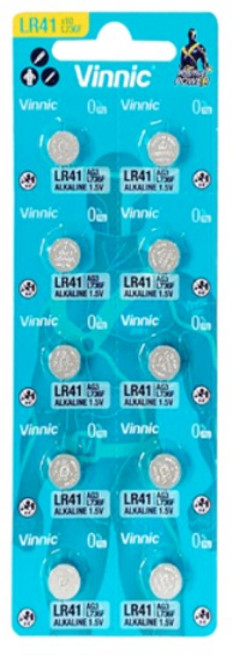 비닉 VINNIC LR41 포장 10개입 1.5V 30mAh(L736/L736F호환), 1개