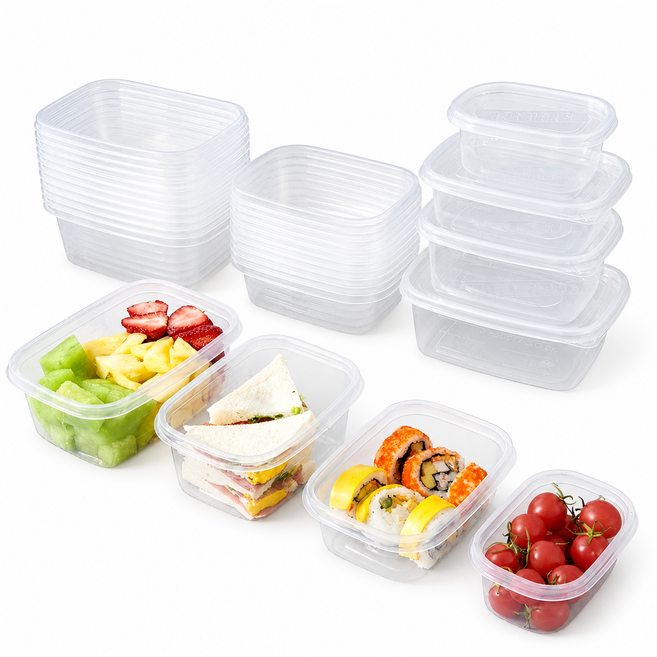 내열 반찬 도시락 일회용 밀폐 포장 용기 + 뚜껑 1000ml, 1개, 10개입