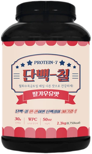 단백칠 딸기우유맛 공장직영 판매 WPC 2300g 대용량 프로틴 보충제, 1개, 2.3kg - 쿠팡