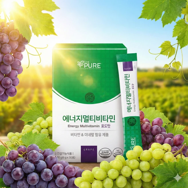 리브퓨어 에너지 멀티비타민 포도맛 (6g X 30포), 30포, 1개, 180g - 쿠팡