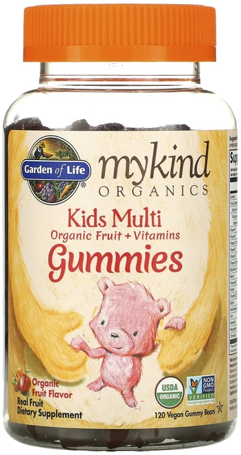 Garden of Life MyKind Organics 키즈 멀티 유기농 과일 향 비건 구미베어 젤리 120개, GardenofLifeMyKindOrganics키즈멀티, 1개, 120정 - 쿠팡