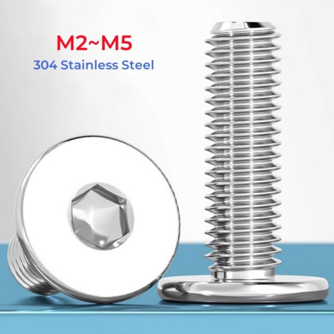 304 스테인리스 스틸 초박형 육각 소켓 플랫 웨이퍼 나사 M2 M2.5 M3 M4 M5 알렌 볼트 호환, 01 M2(dk 4mm)-100pcs, 16 8mm
