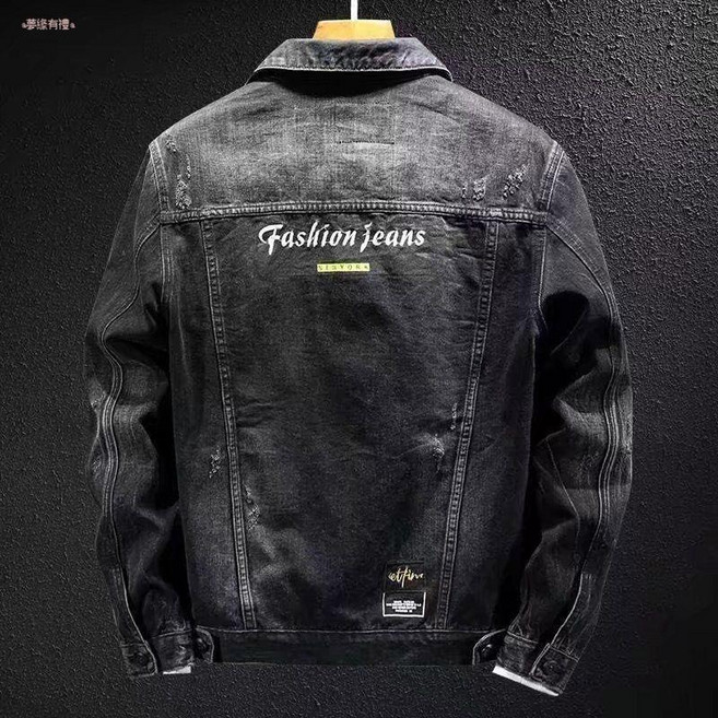 秋冬加絨牛仔外套男士 刺繡夾克 加厚保暖