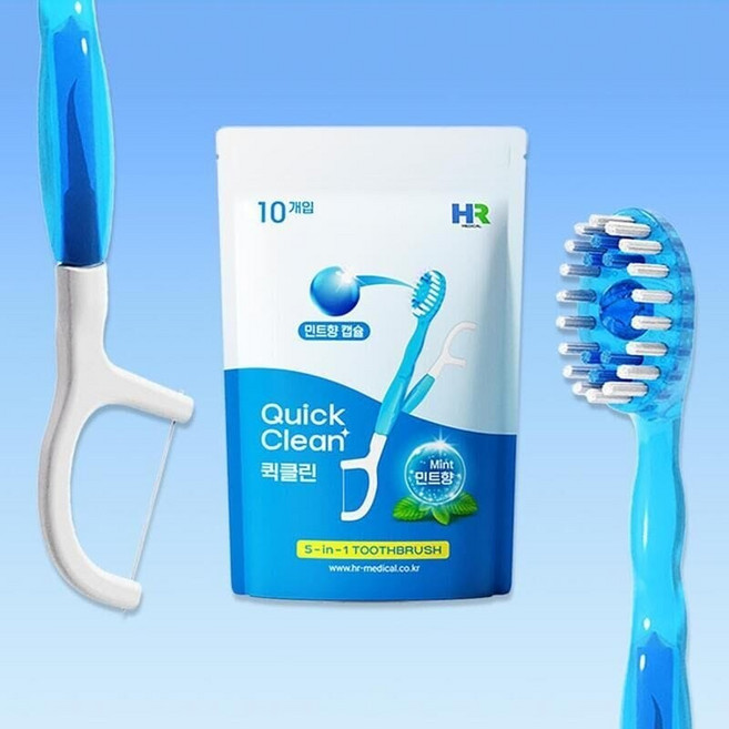 Quick Clean 5合1 迷你潔牙刷 (Apple Mint) 10入 攜帶式, 1個, 原味薄荷,2包優惠價(口味可任選請備註)