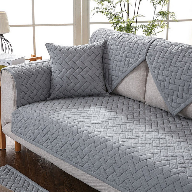 Cozy Aura 사계절 순면 워싱 논슬립 그리드 쇼파패드 2~4인용