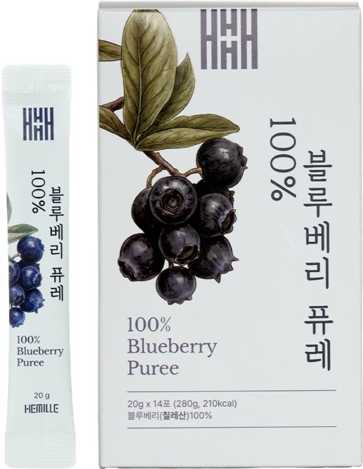 헤밀레 통째로 블루베리 퓨레 100% 스틱(안데스산맥 채취), 14개, 20g