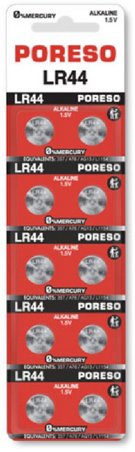 [일반우편배송] 포레소셀 PORESO LR44 알카라인 1.5V 버튼셀 배터리, 1개, 10개입