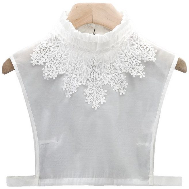 레이스 패리핀 훼이크 여성 터틀넥 목 페이크 블라우스 카라 눈꽃 흰색 폴라 여름용