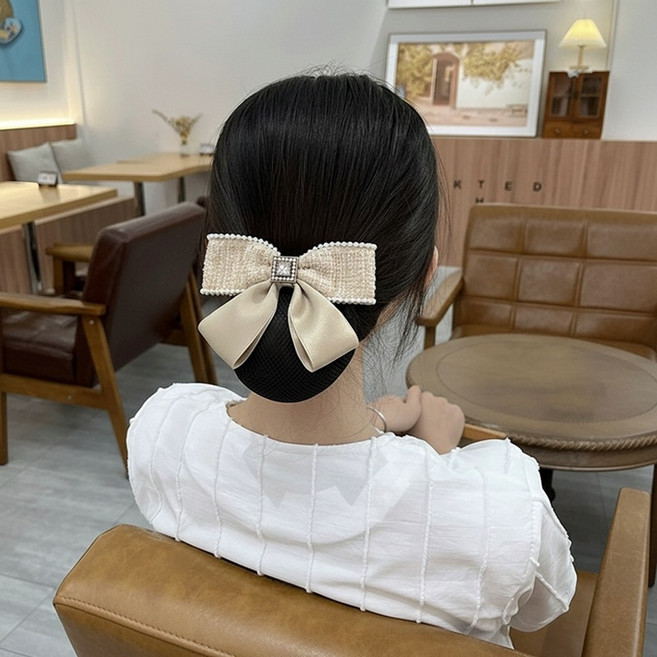 티나벨 고급스러운 트위드 리본 헤어망 머리망