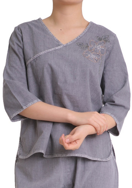 만덕몰 여름용 여성 30수 오얏꽃자수 7부 티(단일상품) 개량 생활한복 절복 법복 단체복