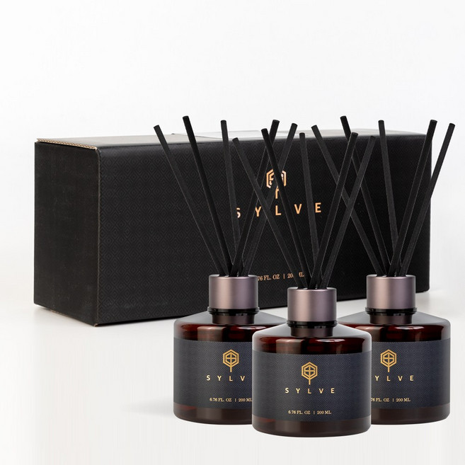 실브 프리미엄 디퓨저 천연 실내 방향제 선물 포장 섬유 리드스틱 포함, 3개, 200ml, 퓨어클린솝향