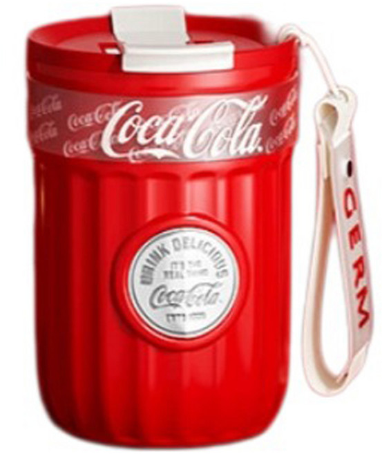 점 코카콜라 컬래버레이션 배지 시리즈 텀블러 GE-CK23AW-B55, 1개, 코카콜라 레드, 400ml
