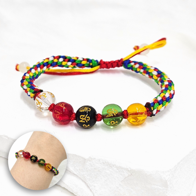 연화공방 소원성취 액운방지 육자진언 오색실 팔찌