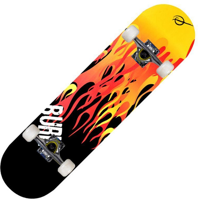 專業成人兒童幼童滑板 四輪楓木板 初學者造型雙翹板, 黑火焰（專業級高彈輪）, 1個