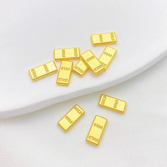 仿真迷你沙金小元寶金條 招財納福擺件 聚寶盆水晶洞裝飾, 金條（單顆）