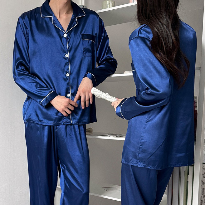 피든 실크 커플 샤무즈 잠옷 세트 긴팔&긴바지 실크잠옷