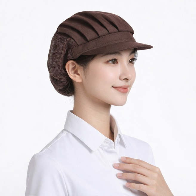 우아한클릭 1+1 반망사 위생모자 주방 조리 모자, 2개, 브라운