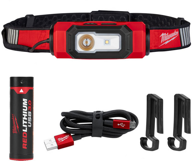 밀워키 L4 HLVIS-301 LED HI-VIS 충전 헤드랜턴 작업등 4V 3.0Ah 클립포함 안전모용, 1개