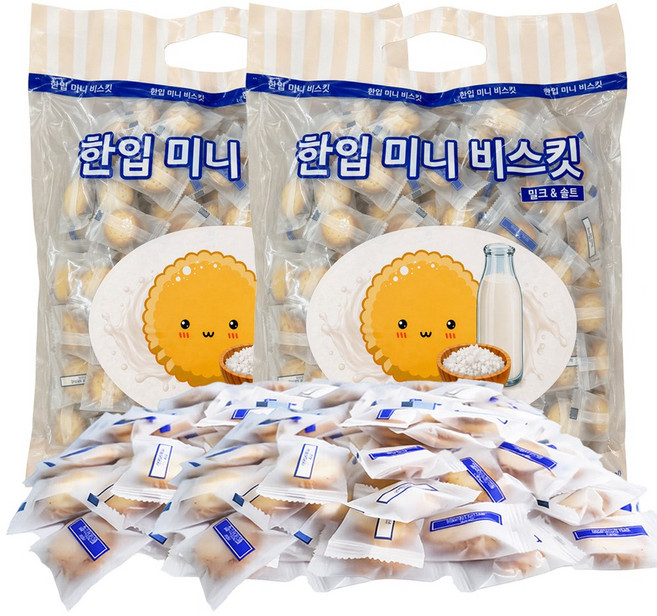 한입 미니 비스킷 믹스 1kg 개별포장 특대용량, 2개