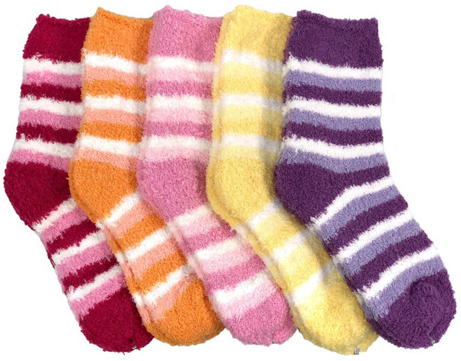 수한양말 여자 링글 줄무늬 탁텔 수면 양말 5켤레