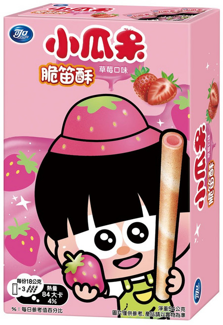 可口奶滋 小瓜呆脆笛酥 巧克力口味 54g/盒, 1個, 草莓口味