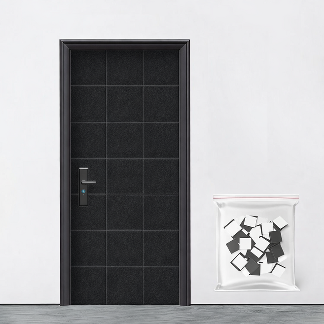 베라스코 자석형 현관문 방음재 방음판 2in1 접착식 30 x 30cm, 블랙, 24개