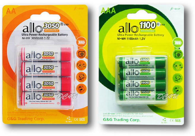 AA/AAA 충전지 4알 3050mAh 대용량 건전지, 알로 AA 배터리 4알