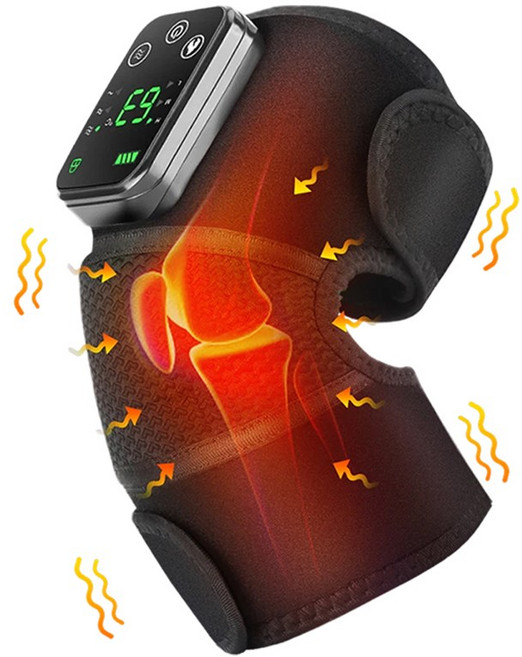 온열 진동 무릎보호대 무릎 마사지기 무선 진동 안마기 무릎 어깨 팔꿈치 온열 진동 마사지기, 블랙, HLX102259