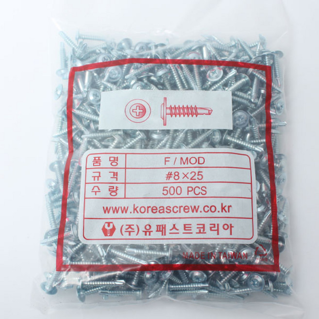 YUJINCO직결피스 봉지 와샤 접시 육각 머리 나사 양날피스 13mm 16mm 19mm 25mm 32mm 38mm 50mm 65mm 75mm 100mm, 스틸하우스용(평와샤), 1개