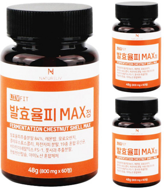 네이쳐리브 발효율피 맥스 정 다이어트식품, 60정, 3개