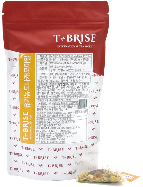 티 브리즈 유기농 도나 캐모마일 20티백, 3g, 20개입, 1개