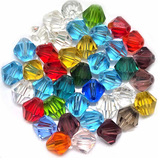 Bead 8mm 크리스탈 주판알 컬러믹스 한팩 50알