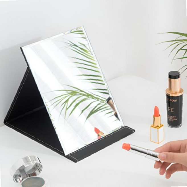 스탠드 화장 거울 접이식 각도 조절 가능 사각형 대형 메이크업 미러 가정용, 화이트 특대형