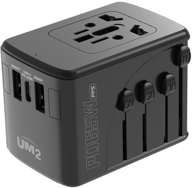 유엠투 65W GaN 여행용 멀티 어댑터 UMTC-PD65WPPS, 1개