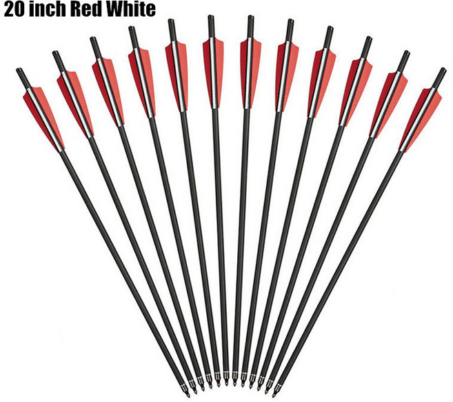 양궁 양궁 탄소 화살 석궁 볼트 반달 노크 탈착식 포인트 야외 사격 사격 7.5 20 22 인치, 08 20inch Red White, 1개