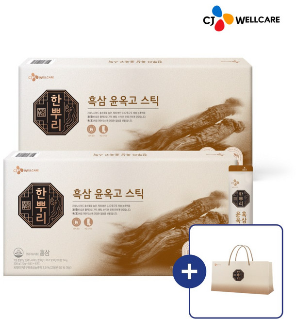 CJ 한뿌리 윤옥고스틱+쇼핑백, 60개, 10g