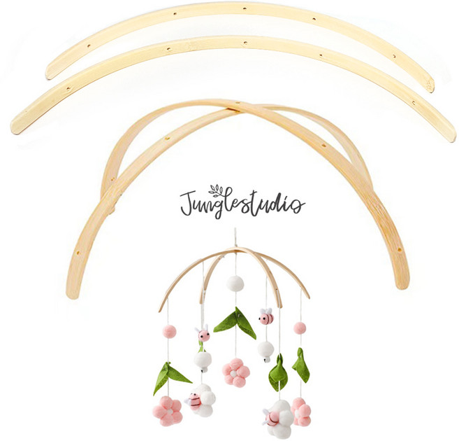 [정글스튜디오] 반원형 우드 모빌 프레임 모빌살 모빌대 신생아 아기모빌 만들기 재료, 반원형(1쌍), 1개