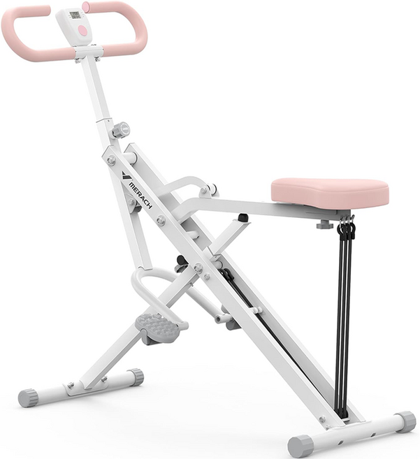 메라치 가정용 스쿼트 로잉 머신 복근운동기구 조절가능 홈트, 화이트+핑크