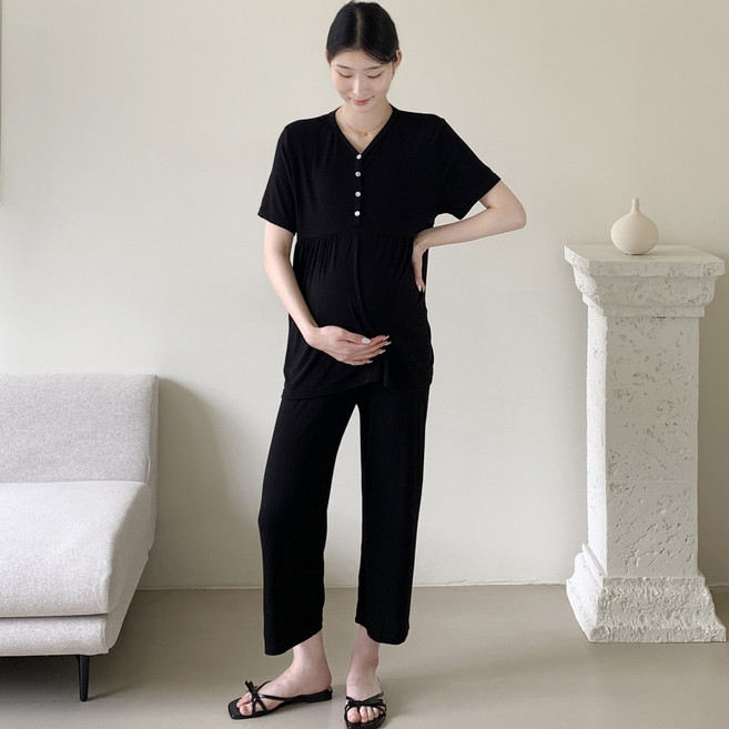 루시드라잇 굿모닝 반팔 수유복 세트 반바지 긴바지 임산부잠옷