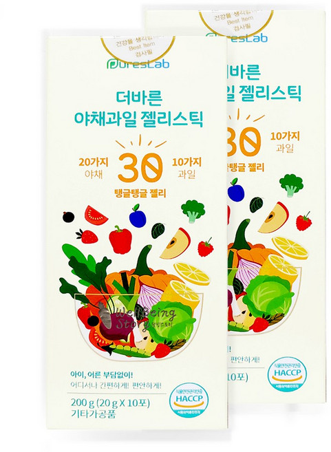 더바른 야채 과일 젤리 스틱 어린이 건강 간식, 20g, 20개