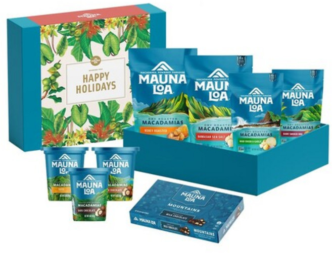 Maunaloa 마우나로아 해피 홀리데이 마카다미아 스낵 선물 세트 8종 총 1.24KG, 1세트