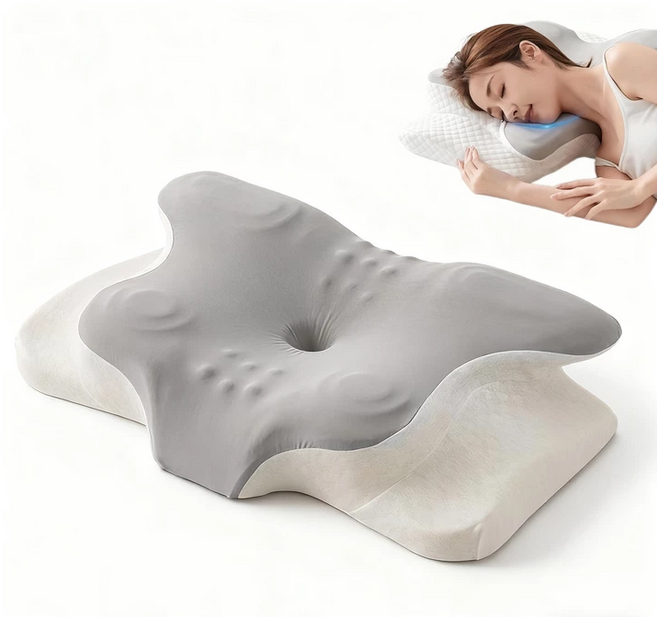 Mosashoe 나비잠 베개 메모리폼 경추베개 목편한 수면 목베개 옆으로자는 베개, 그레이, 1개